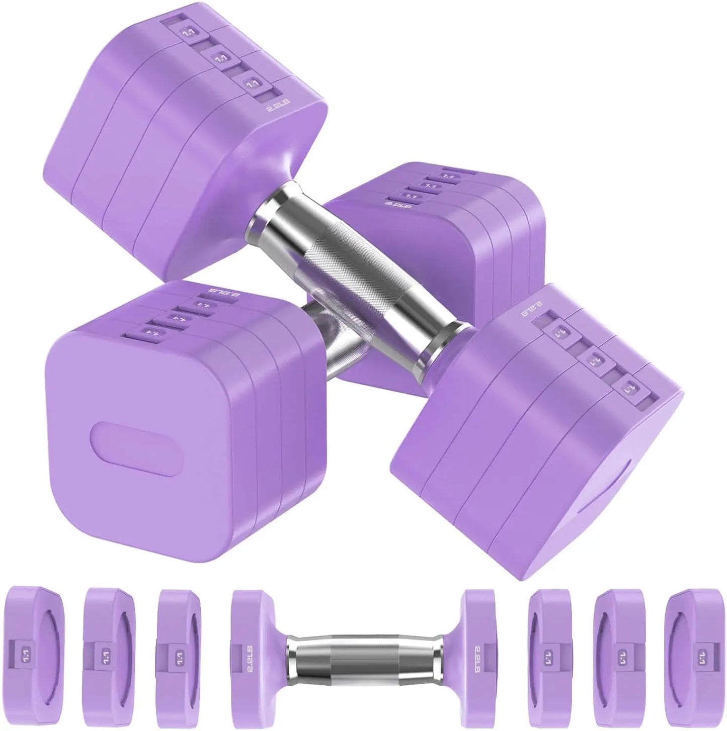 22LBS Adjustable Dumbbells Set with 4 Levels 4.4lb, 6.6lb, 8.8lb, 11lb, Hand Weights Sets