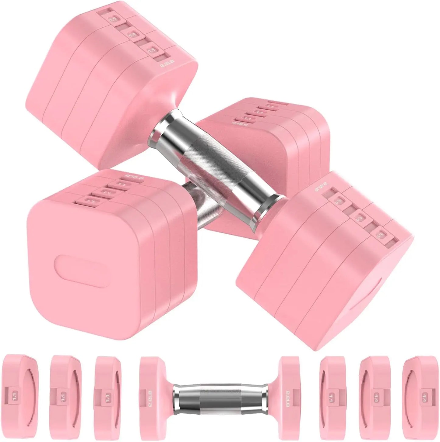 22LBS Adjustable Dumbbells Set with 4 Levels 4.4lb, 6.6lb, 8.8lb, 11lb, Hand Weights Sets