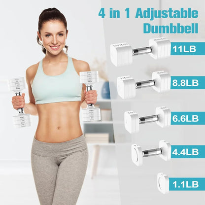 22LBS Adjustable Dumbbells Set with 4 Levels 4.4lb, 6.6lb, 8.8lb, 11lb, Hand Weights Sets