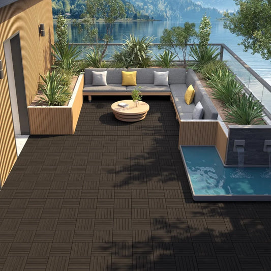 54PCS Wood Interlocking Flooring Tiles Waterproof for Outdoor & Indoor use