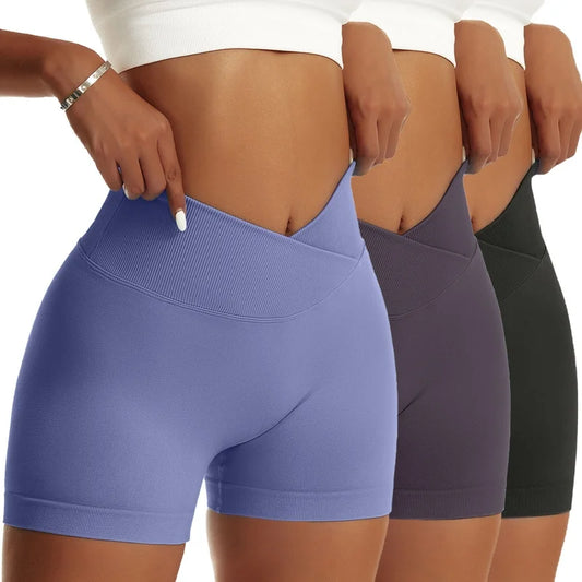 3 Pieces Women Solid Hip Sports Pants High Elastic Breathable