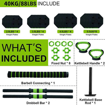 66lbs/88lbs Weight 4 in 1 Adjustable Kettlebell Set