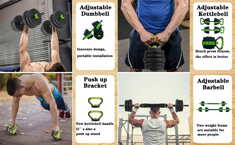 66lbs/88lbs Weight 4 in 1 Adjustable Kettlebell Set